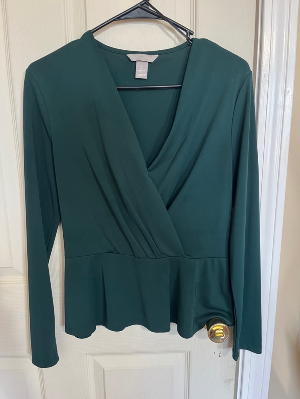 H&M Deep Teal Wrap Peplum Blouse
